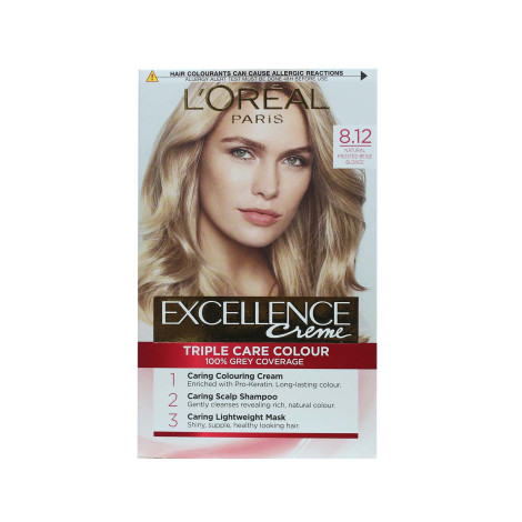 L'Oreal Excellence হেয়ার কালার 8.12 ন্যাচারাল ফ্রস্টেড বেইজ ব্লন্ড