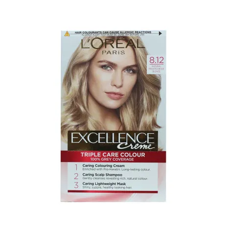 L'Oreal Excellence হেয়ার কালার 8.12 ন্যাচারাল ফ্রস্টেড বেইজ ব্লন্ড