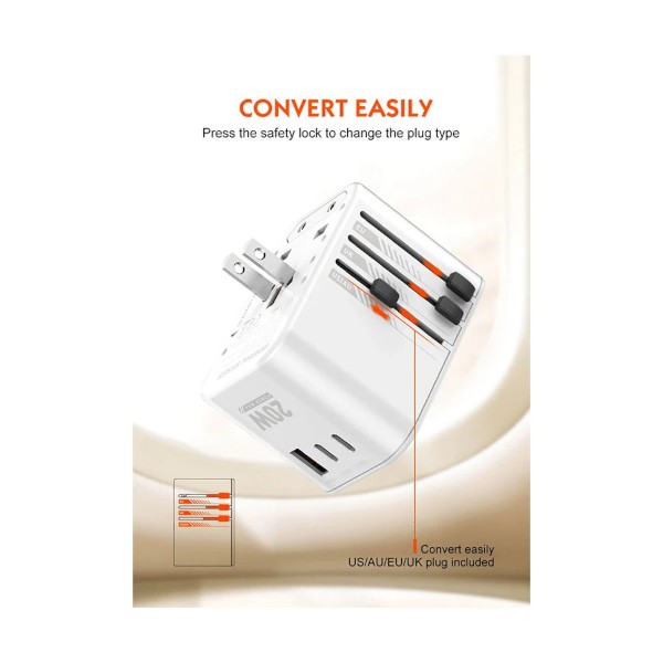 Ldnio Z9 20W GaN USB & ডুয়াল USB-C ইউনিভার্সাল ট্র্যাভেল চার্জার