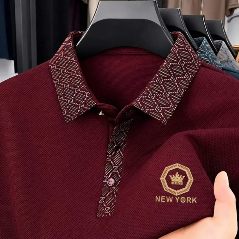 Men's Sticker Badge Polo Shirt, Pique Cotton, 6 Colours