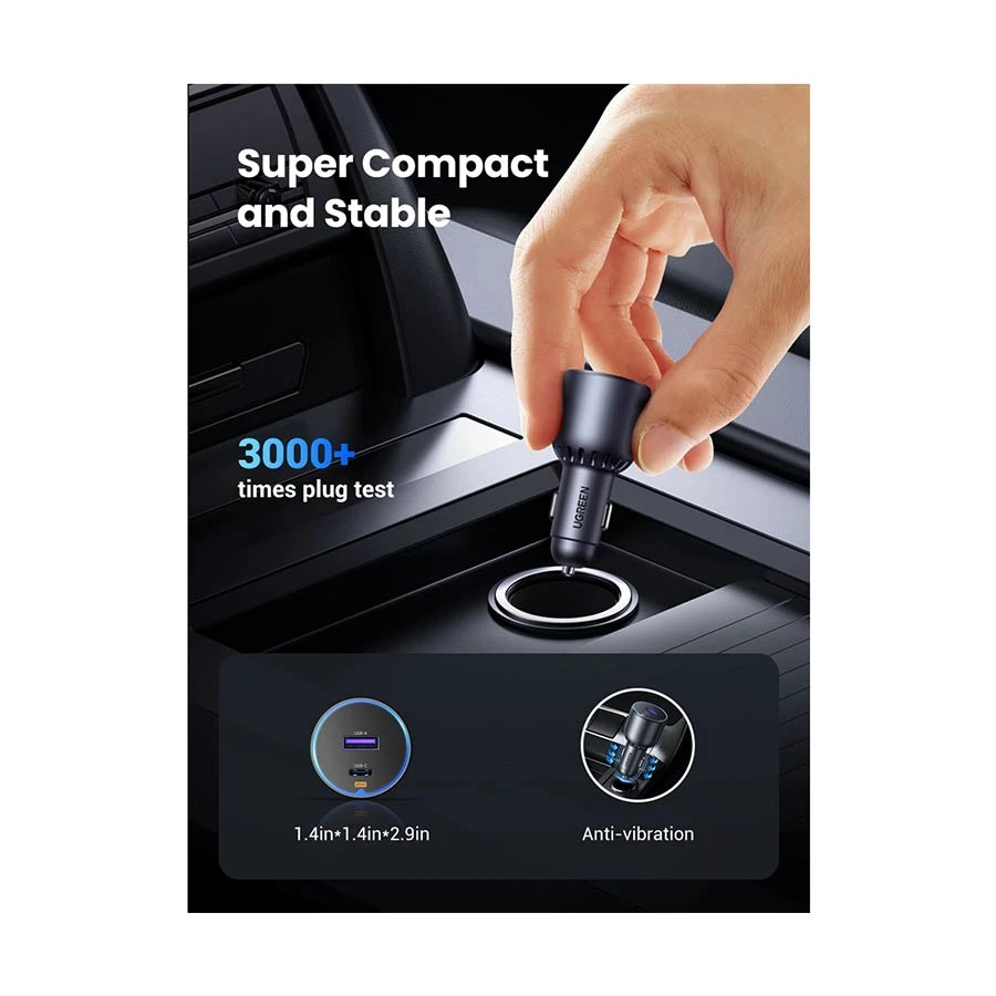 UGREEN EC701 (35023) 63W USB-A & USB-C Space Grey Fast Car Charger
