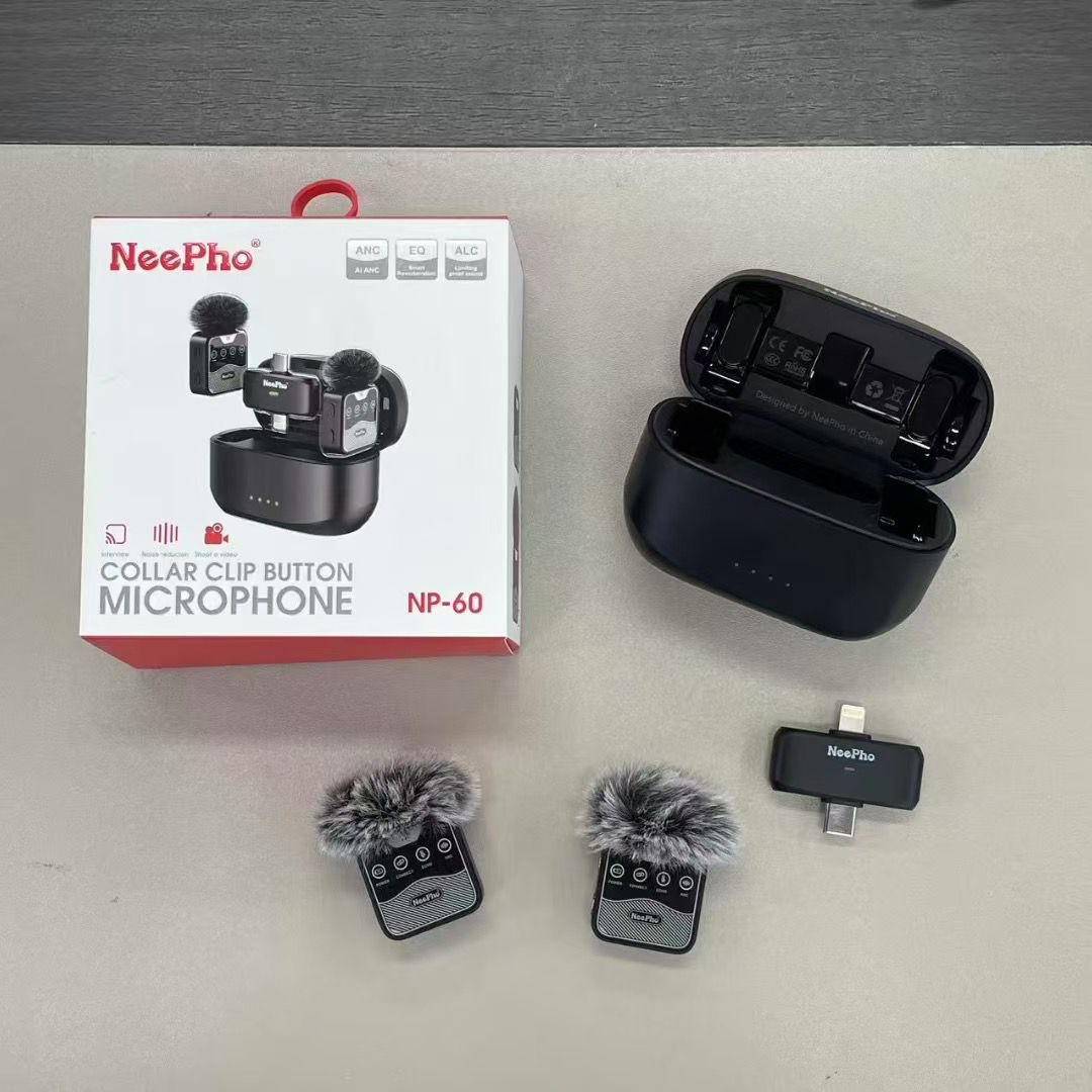 NeePho NP-60 Wireless Microphone for Type-C & iPhone – Clip-On Lavalier Mic for Vlogging & Live Streaming
