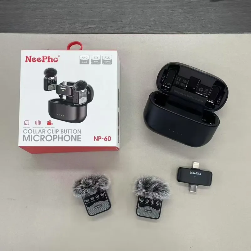 NeePho NP-60 ওয়্যারলেস ক্লিপ-অন ল্যাভালিয়ার মাইক্রোফোন (Type-C ও iPhone)