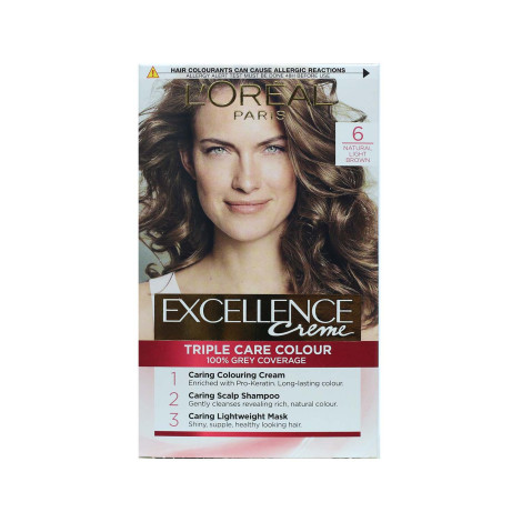 L'Oreal Excellence Creme Triple Care হেয়ার কালার 6 ন্যাচারাল লাইট ব্রাউন