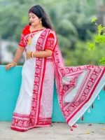 Half Silk Screen Print Saree, 12 Haath, 2 Colour Choices