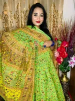 Women's 12 Haath Half Silk Saree with Screen Print