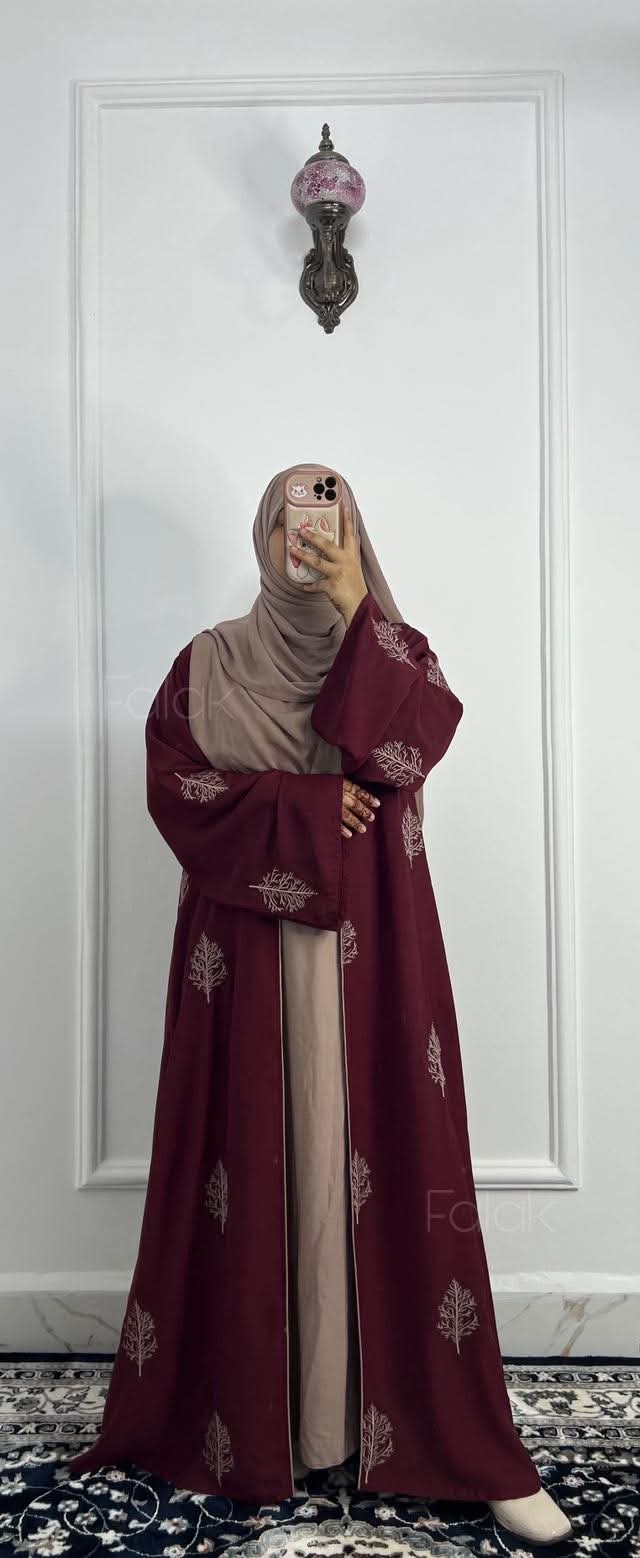 Embroidered Abaya with Koti and Half Sleeve Inner, Sizes 50 to 56
