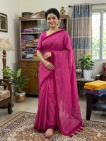 Half Silk Saree with Full Embroidery, Without Blouse Piece