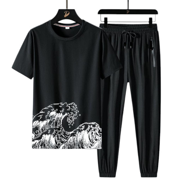 Sportswear Casual O-neck T-shirts + Pants Tracksuit Set