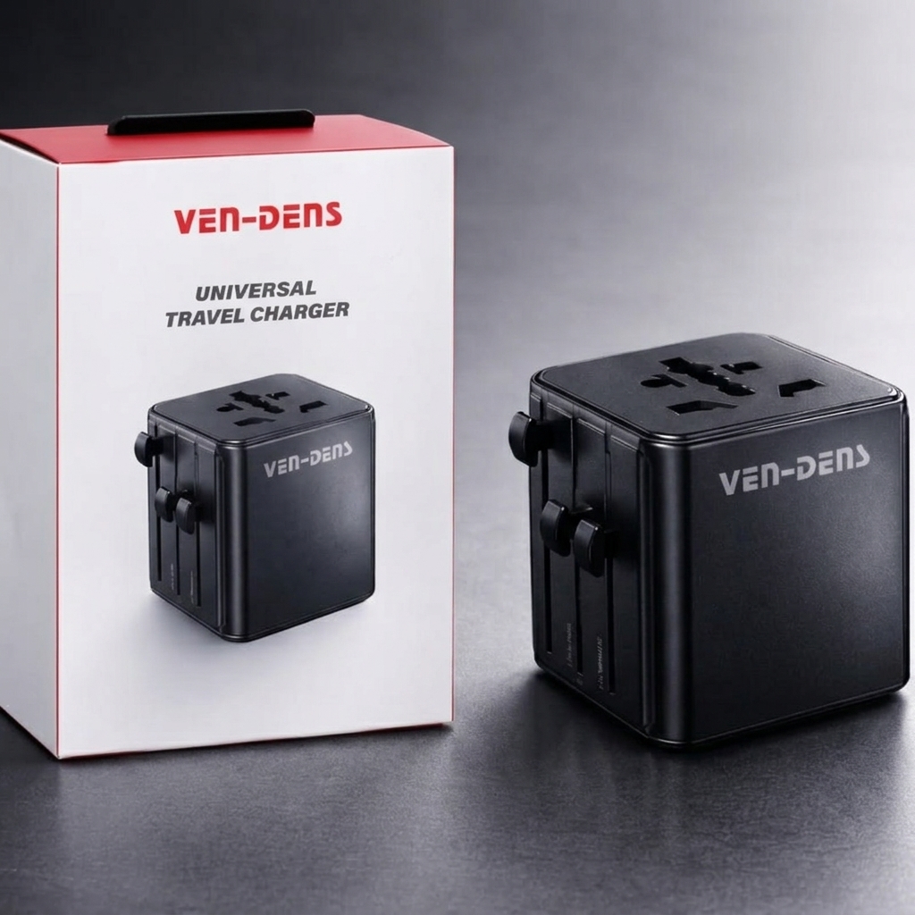 VEN-DENS 4 ইন 1 ট্রাভেল অ্যাডাপ্টার ও ফাস্ট চার্জার 2500W, EU/AU/UK/US