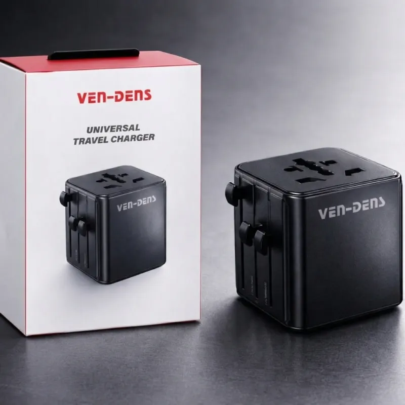 VEN-DENS 4 ইন 1 ট্রাভেল অ্যাডাপ্টার ও ফাস্ট চার্জার 2500W, EU/AU/UK/US