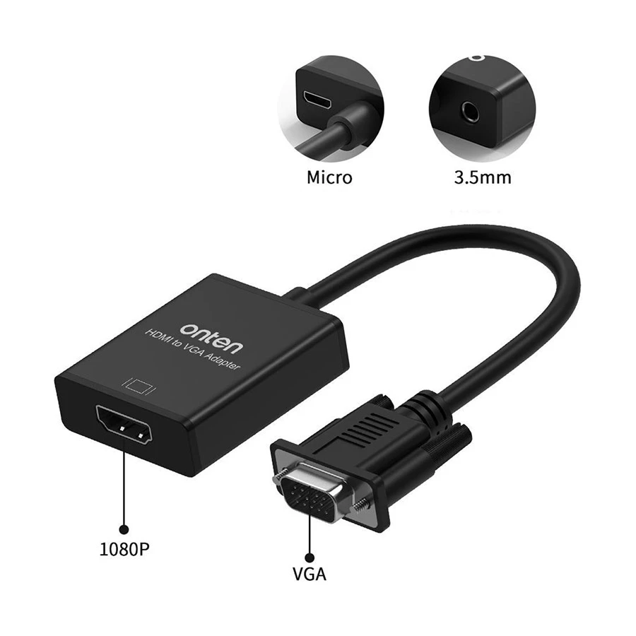 Onten OTN-7557A HDMI to VGA Converter with Audio Black