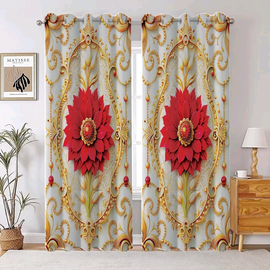 2 পিস 3D প্রিন্ট পর্দা সেট – প্রতিটি 5ft x 7ft
