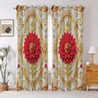 2 পিস 3D প্রিন্ট পর্দা সেট – প্রতিটি 5ft x 7ft