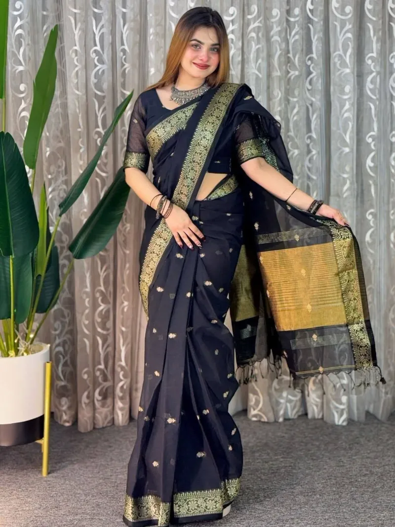 Traditional Tangail Weave Saree with Blouse Piece, 6 Colours