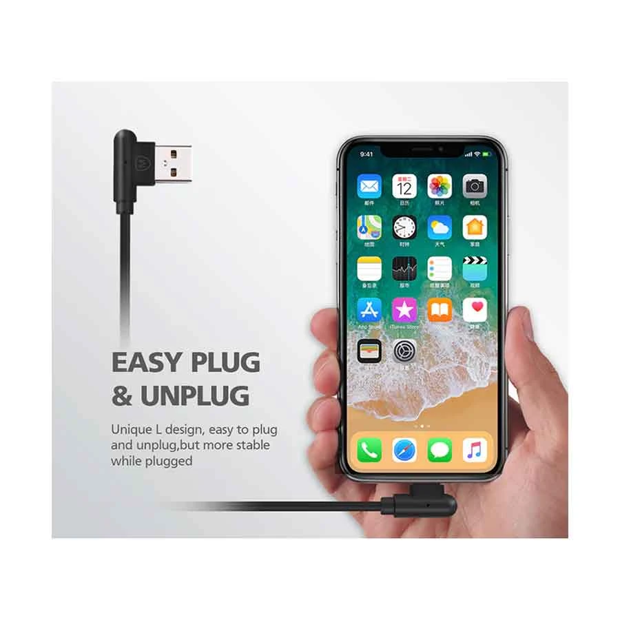 Micropack Gripline I-124LE L-Shape USB to Lightning Cable 1.2m Black
