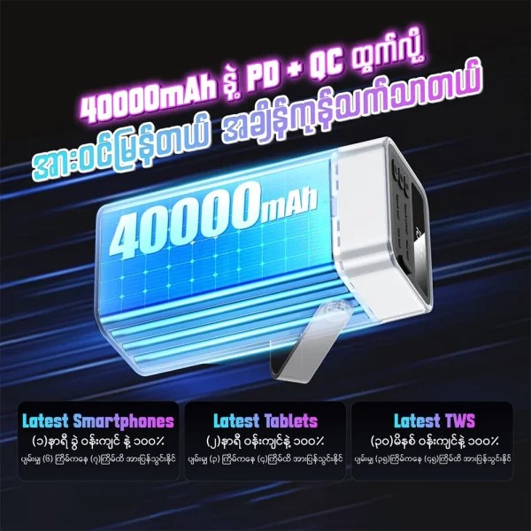 Remax RPP-596 ফ্লোরাইট সিরিজ 40000mAh রঙিন LED ফাস্ট চার্জিং পাওয়ার ব্যাংক
