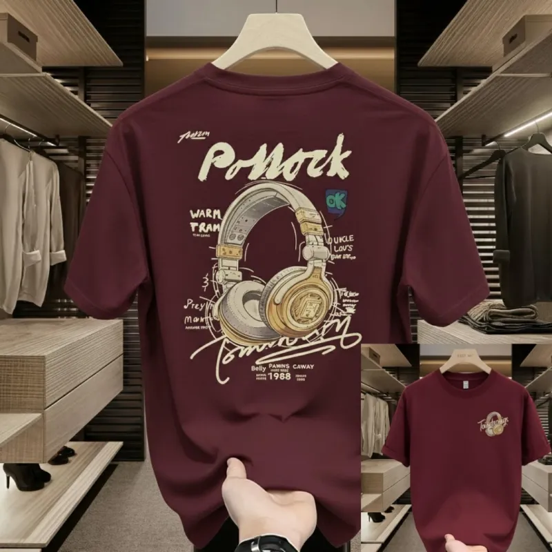 Men's DTF Print Drop Shoulder T-Shirt, Sizes M to XXL