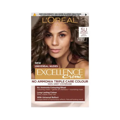 L'Oreal Excellence অ্যামোনিয়া ছাড়া ট্রিপল কেয়ার হেয়ার কালার - 5U ইউনিভার্সাল লাইট ব্রাউন