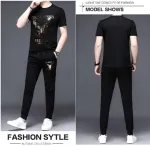 Men's Mesh Jersey Co-Ord Set, Screen Print T-Shirt and Trouser