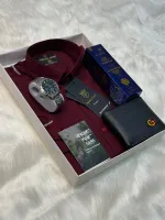 Men's Cotton Shirt, Watch and Perfume Gift Box Set, Sizes M to XL