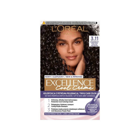 L'Oreal Excellence কুল ক্রিম ট্রিপল কেয়ার হেয়ার কালার 3.11 আল্ট্রা অ্যাশ ডার্ক ব্রাউন