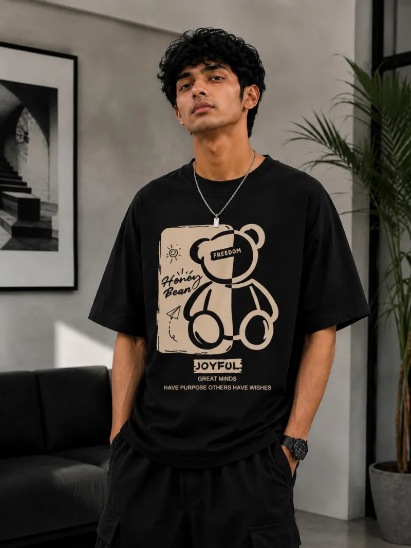 Men's Pure Cotton Drop Shoulder T-Shirt with DTF Print