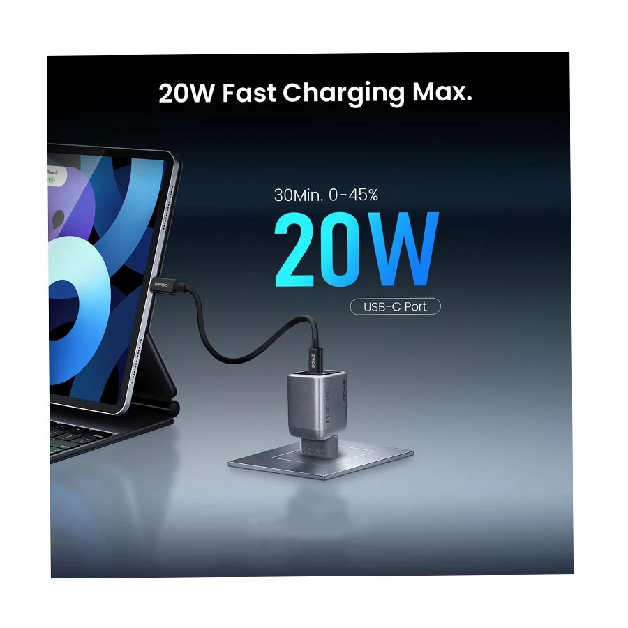 Bwoo BO-CDA246 GaNex 20W USB-C Grey Charger Adapter (EU)