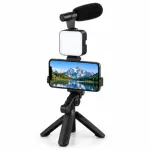 3-in-1 প্রফেশনাল ভ্লগিং কিট – শটগান মাইক, LED লাইট ও ট্রাইপড