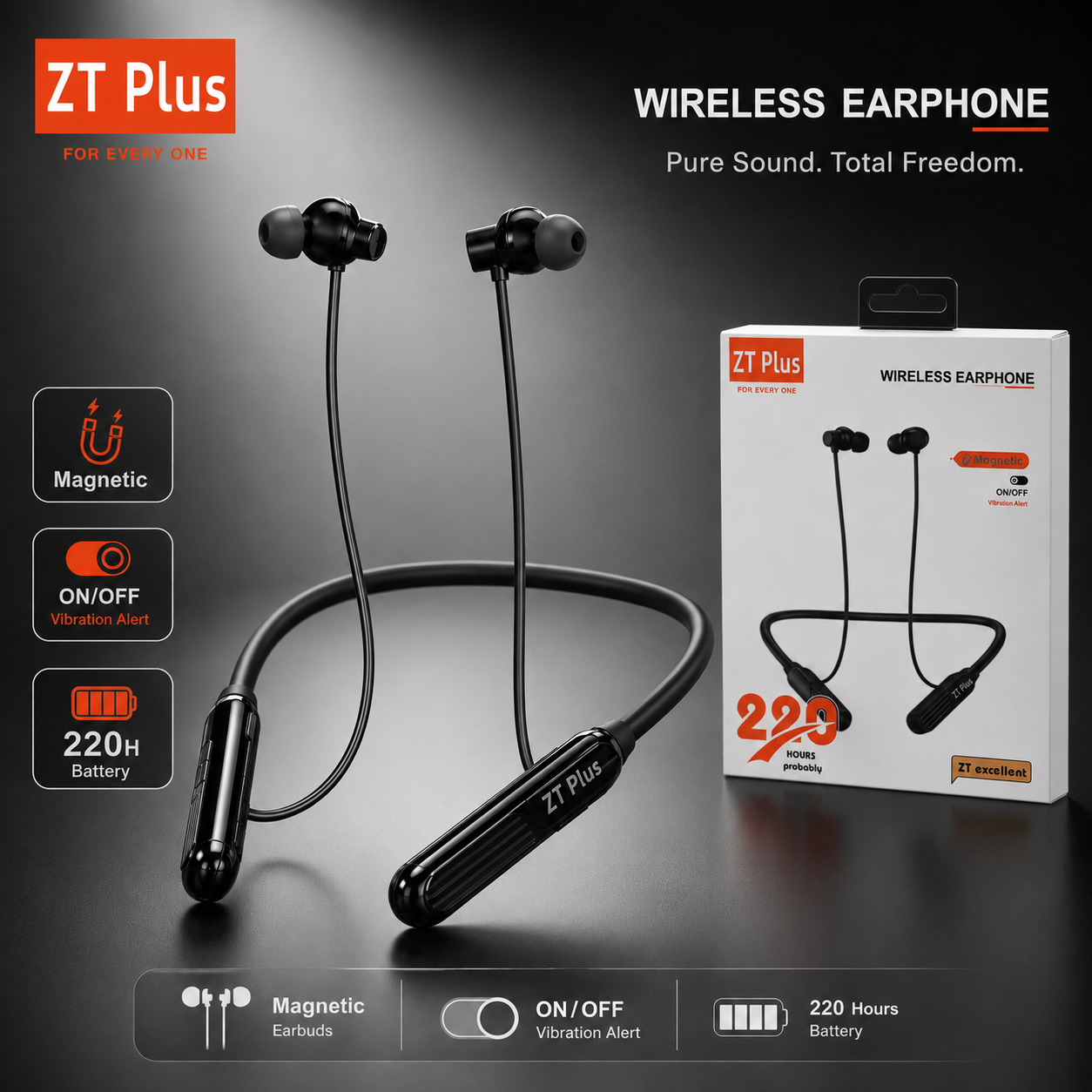 ZT Excellent ওয়্যারলেস নেকব্যান্ড ইয়ারফোন 220H