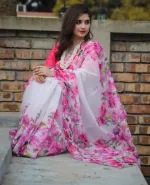Chanduri Silk Digital Print Saree with Blouse Piece, 6 Colours