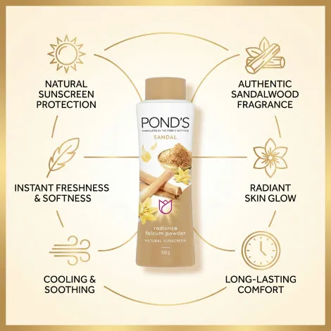 Pond's Sandal Radiance ট্যালকম পাউডার 100g