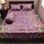 King Size Twill Cotton Bedsheet 8 Feet Long, 4 Piece Set