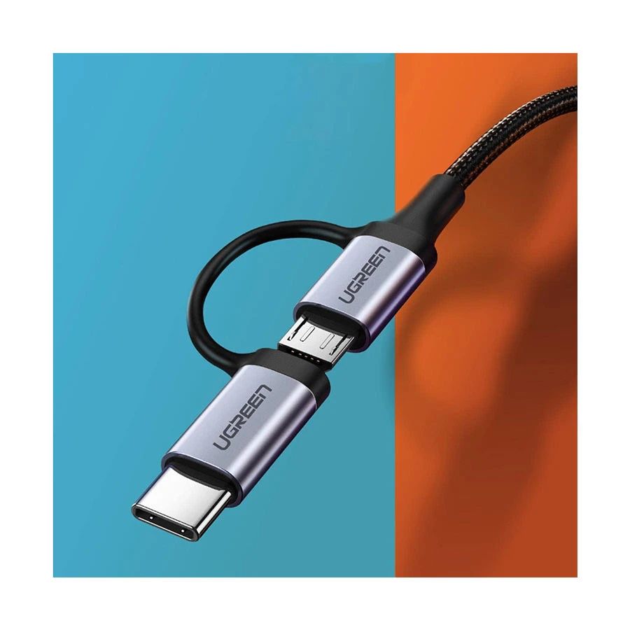 UGREEN 30875 USB to Micro USB & Type-C Charging & Data Cable 1m Black
