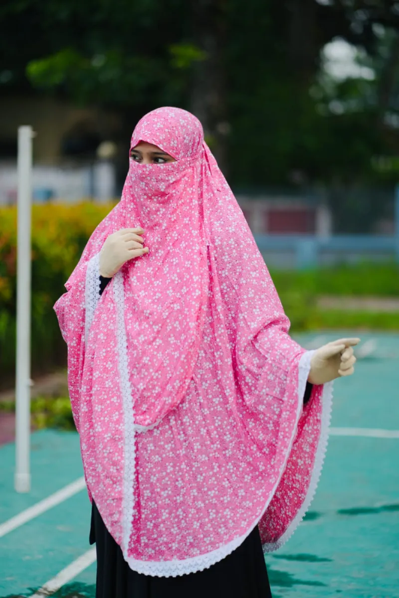 লং কটন হিজাব নিকাবসহ, ভিসকস কটন, পেছনে 50 ইঞ্চি