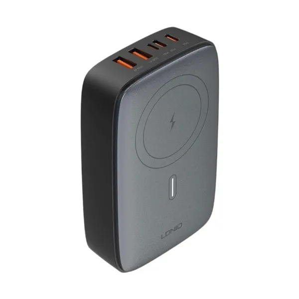 LDNIO 140W GaN 5 পোর্ট ডেস্কটপ চার্জিং স্টেশন, ওয়্যারলেস চার্জারসহ – ব্ল্যাক-গ্রে