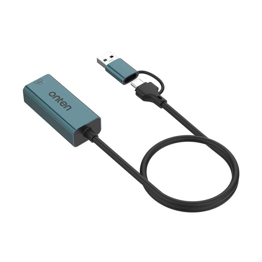 Onten OTN-UE106+ Type-C & USB Male to LAN Female Gray Converter
