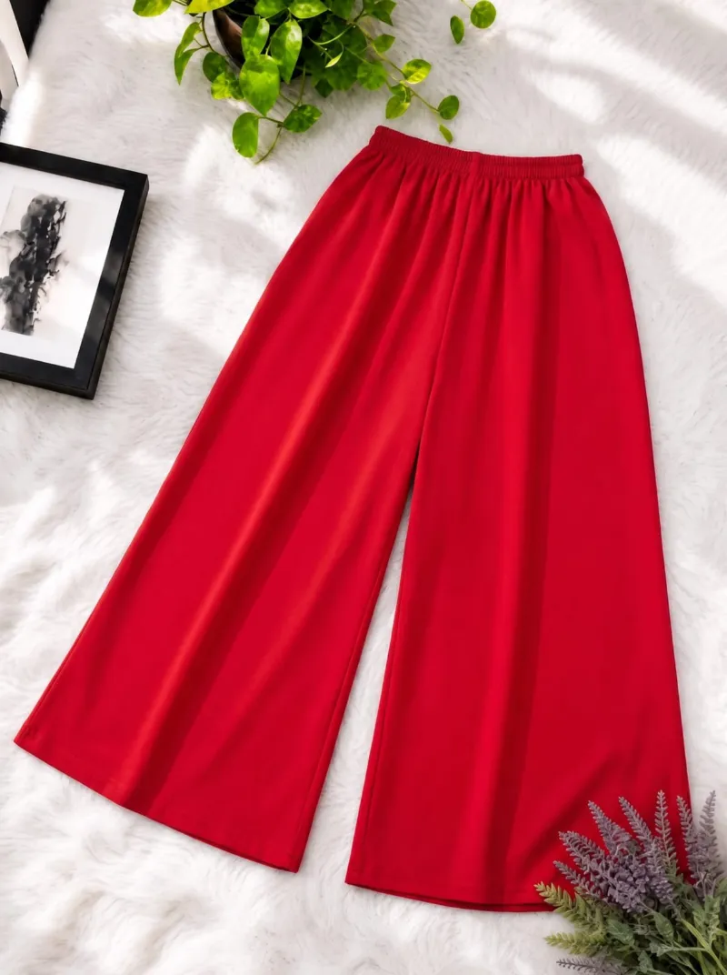 Women's Solid Colour Linen Palazzo, Free Size Waist 28 to 42