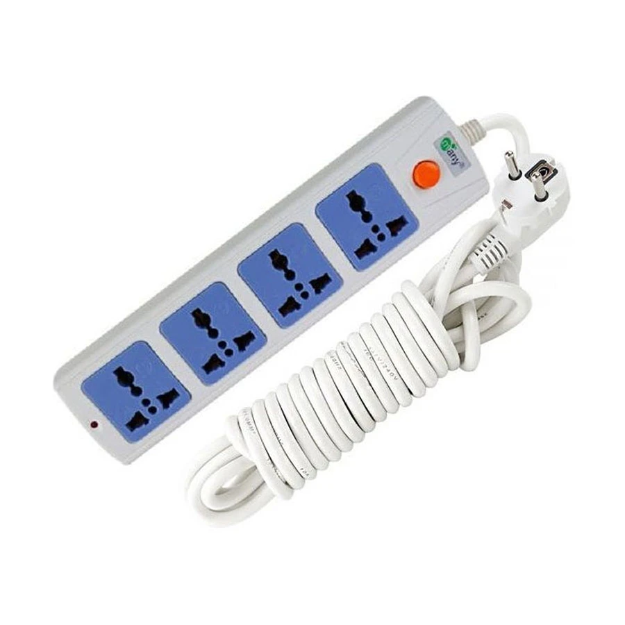 Many MTS-1104 2 Pin 4 Port Power Strip, 5 Meter, White