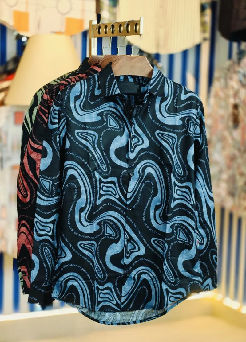 Men's Pure Cotton Full Sleeve Check and Print Shirt, Slim Fit