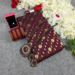 হাফ সিল্ক জামদানি শাড়ি কম্বো সেট - মেরুন