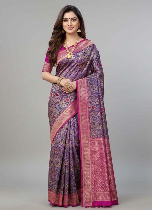 Tanabana Banarasi Katan Saree with Matching Blouse Piece