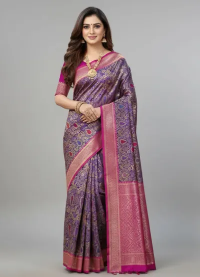 Tanabana Banarasi Katan Saree with Matching Blouse Piece