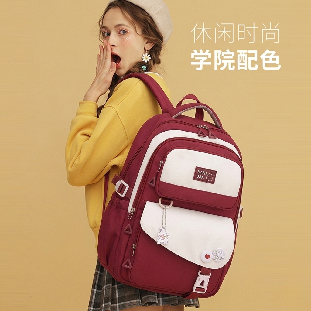 Cute KARISSA Casual Premium Kids School Backpack - Red