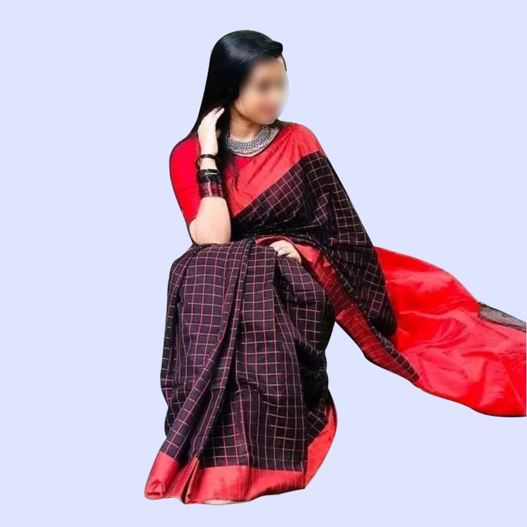 মেয়েদের মেরুন ও নীল হাফসিল্ক শাড়ি