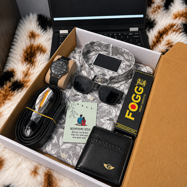 Men's Mixed Cotton Shirt Combo Gift Box, Sizes M to XXL
