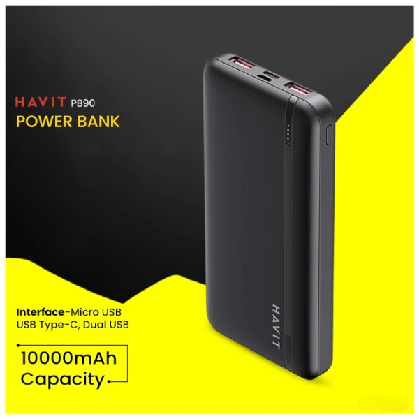 Havit PB90 10000mAh 22.5W পাওয়ার ব্যাংক LED ইন্ডিকেটর সহ