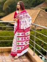 Screen Printed Modern Half Silk Saree for Women, No Blouse