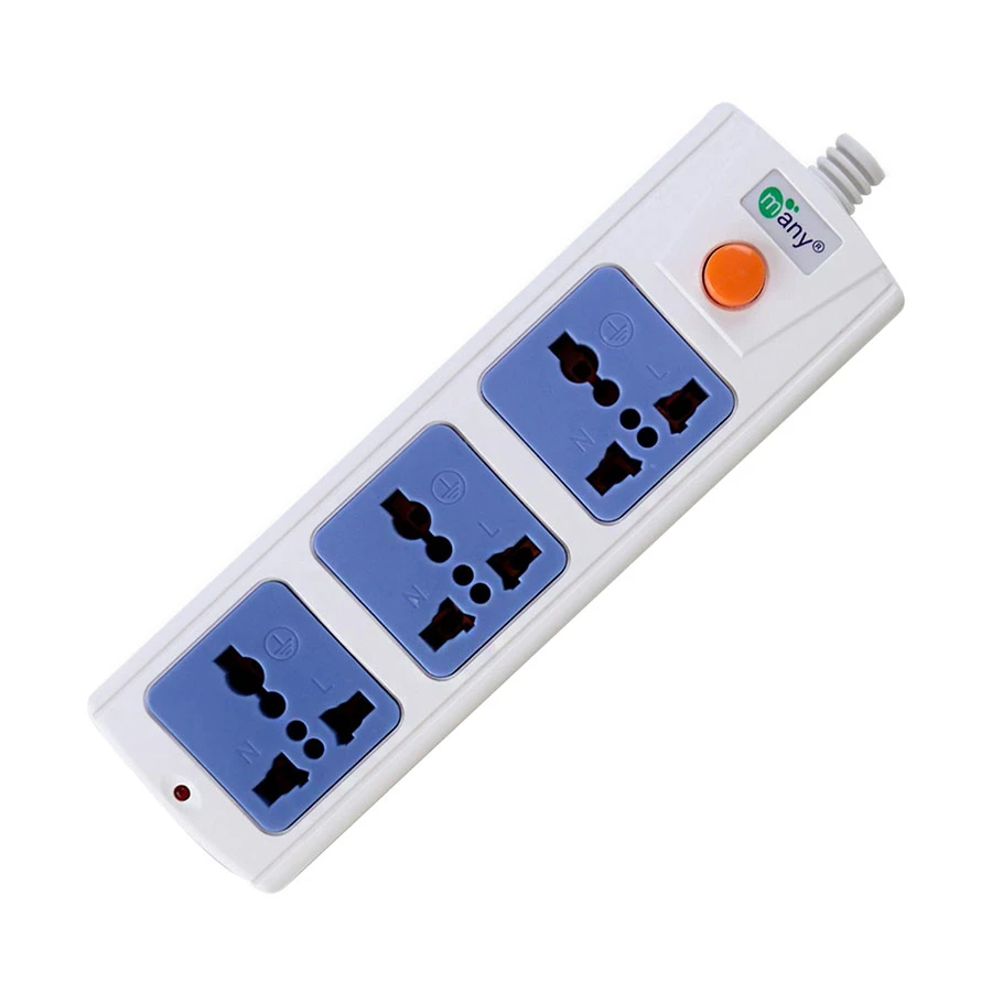 Many MTS-1103 2 Pin 3 Port Power Strip, 5 Meter, White