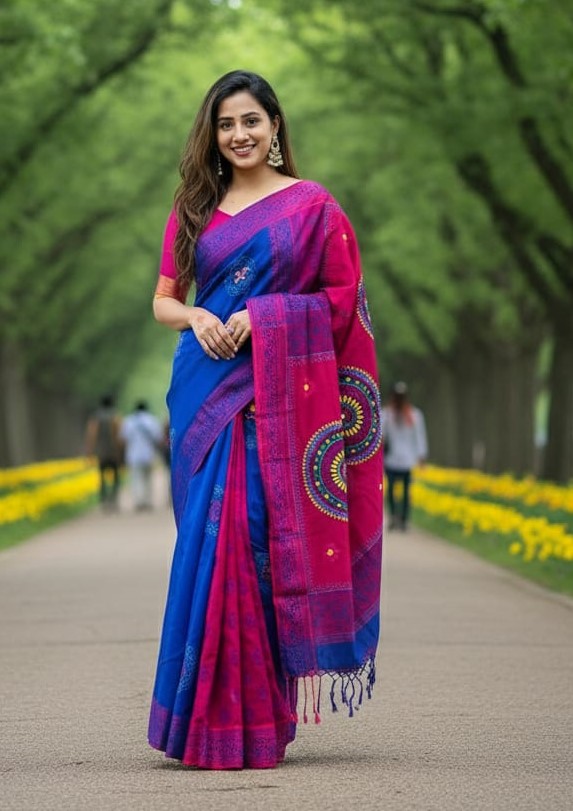 Women's Dhupian Silk Saree, 13 Haath, Without Blouse Piece